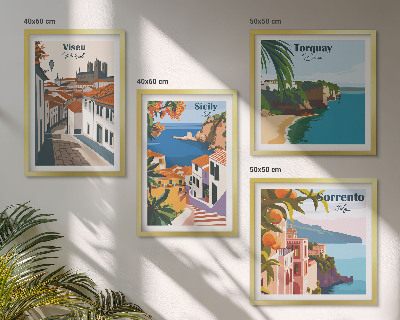 Wall art set Retro illustrations of world cities