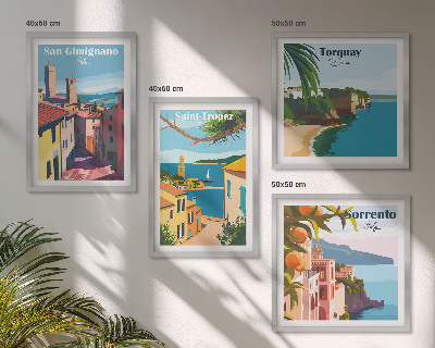 Set of 4 wall art pieces Italian seaside towns