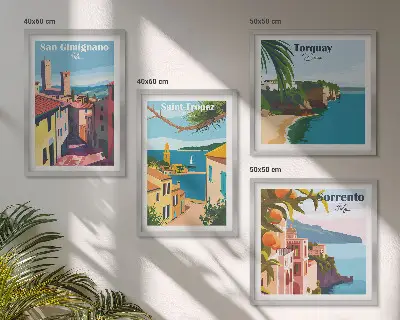 Italian seaside towns wall art set of 4 pieces
