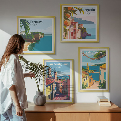Set of 4 wall art pieces Italian seaside towns