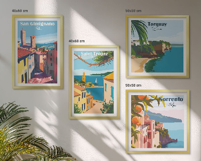 Set of 4 wall art pieces Italian seaside towns