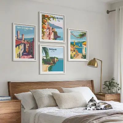 Italian seaside towns wall art set of 4 pieces