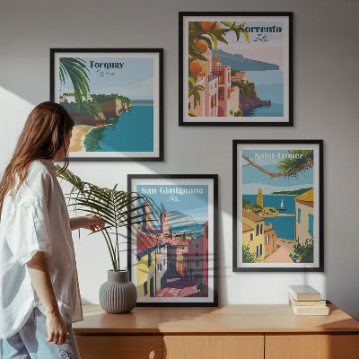 Set of 4 wall art pieces Italian seaside towns