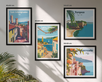 Set of 4 wall art pieces Italian seaside towns