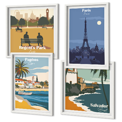 Wall art set Coastal cities architecture