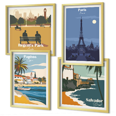 Wall art set Coastal cities architecture