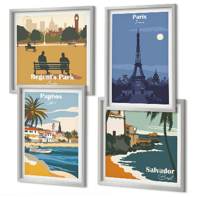 Wall art set Coastal cities architecture