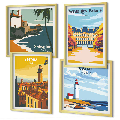 Wall art set Views of famous places by the sea