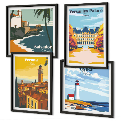 Wall art set Views of famous places by the sea