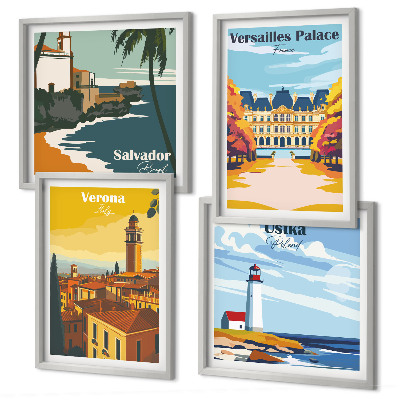 Wall art set Views of famous places by the sea