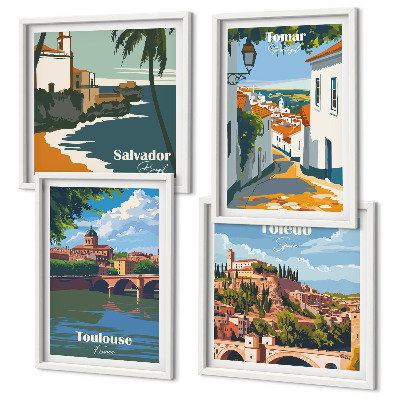 Multi-piece wall decor set Retro city graphics