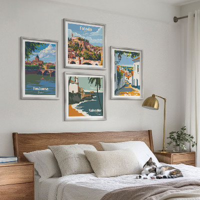 Multi-piece wall decor set Retro city graphics