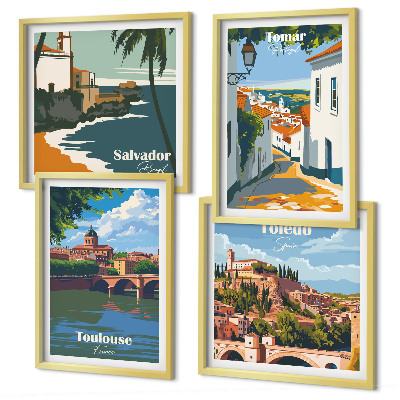 Multi-piece wall decor set Retro city graphics