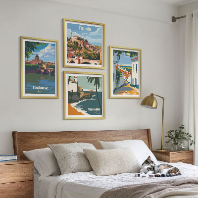 Multi-piece wall decor set Retro city graphics