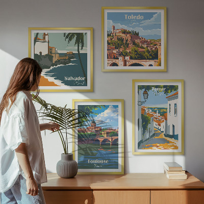 Multi-piece wall decor set Retro city graphics