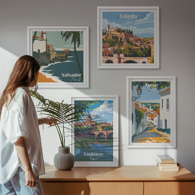 Multi-piece wall decor set Retro city graphics