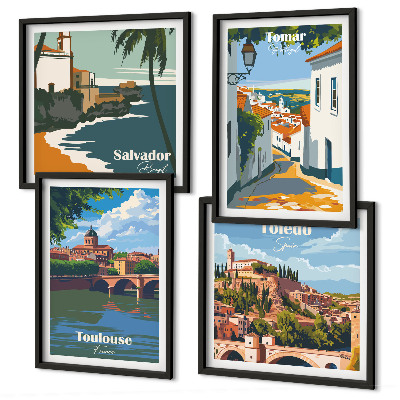 Multi-piece wall decor set Retro city graphics