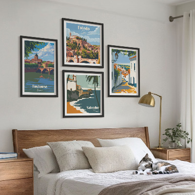 Multi-piece wall decor set Retro city graphics