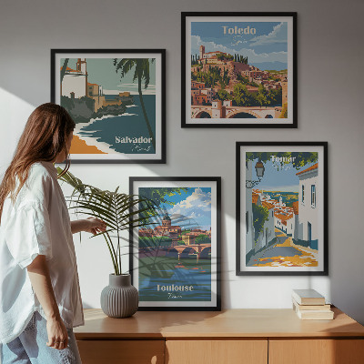 Multi-piece wall decor set Retro city graphics