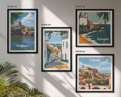 Multi-piece wall decor set Retro city graphics
