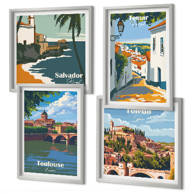 Multi-piece wall decor set Retro city graphics