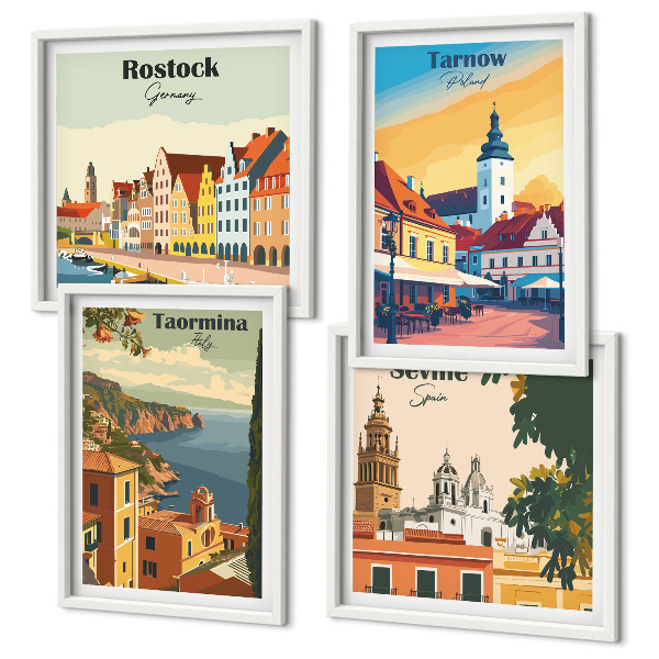 Wall art set Coastal cities architecture
