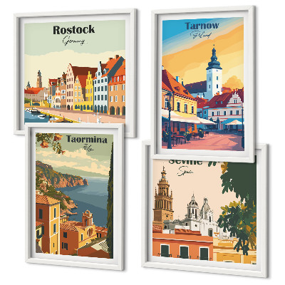 Wall art set Coastal cities architecture