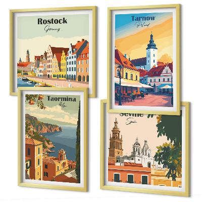 Wall art set Coastal cities architecture
