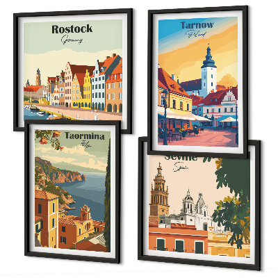 Wall art set Coastal cities architecture