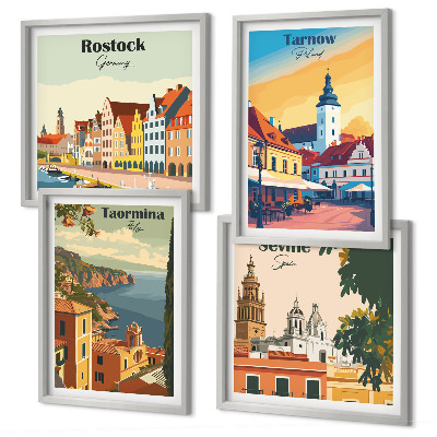 Wall art set Coastal cities architecture
