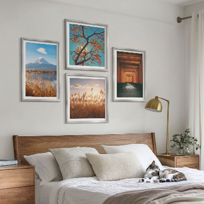 Set of 4 wall art pieces Japanese nature landscapes