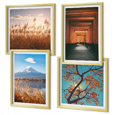 Set of 4 wall art pieces Japanese nature landscapes