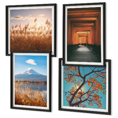 Set of 4 wall art pieces Japanese nature landscapes