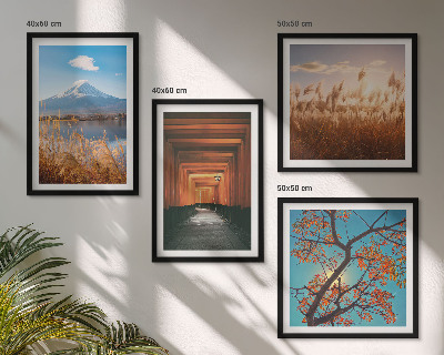 Set of 4 wall art pieces Japanese nature landscapes