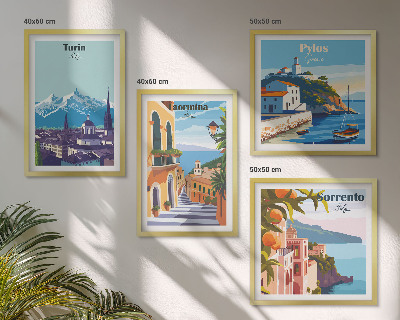 Multi-piece wall decor set Colorful illustrations of retro cities