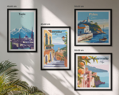 Multi-piece wall decor set Colorful illustrations of retro cities