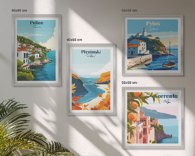 Wall art set Retro landscapes in a picturesque style