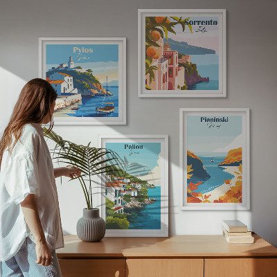 Wall art set Retro landscapes in a picturesque style