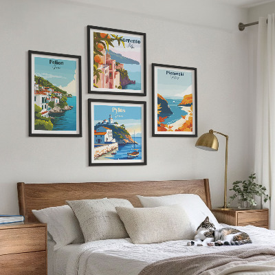 Wall art set Retro landscapes in a picturesque style