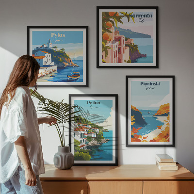 Wall art set Retro landscapes in a picturesque style