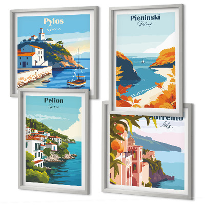 Wall art set Retro landscapes in a picturesque style