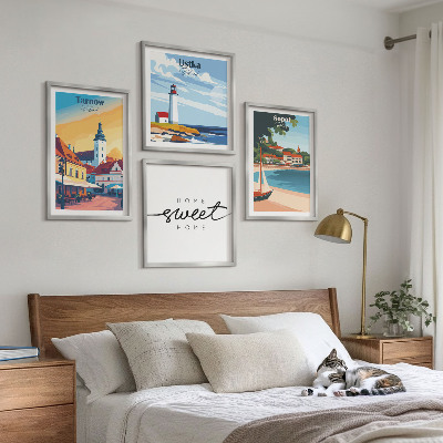 Set of 4 wall art pieces Polish Cities Ustka Tarnów Sopot