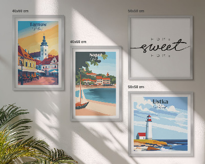 Set of 4 wall art pieces Polish Cities Ustka Tarnów Sopot