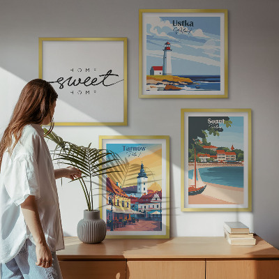 Set of 4 wall art pieces Polish Cities Ustka Tarnów Sopot