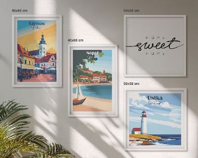 Set of 4 wall art pieces Polish Cities Ustka Tarnów Sopot