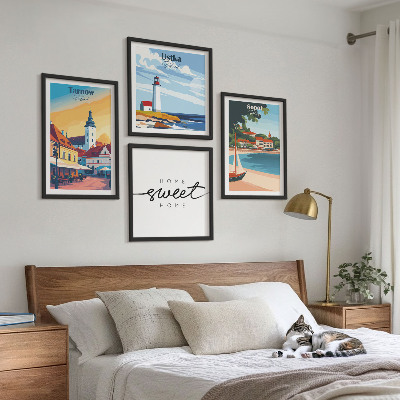 Set of 4 wall art pieces Polish Cities Ustka Tarnów Sopot