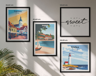 Set of 4 wall art pieces Polish Cities Ustka Tarnów Sopot