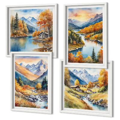 Multi-piece wall decor set Mountain landscape with a river