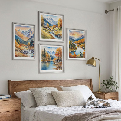 Multi-piece wall decor set Mountain landscape with a river