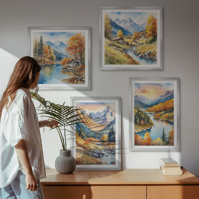 Multi-piece wall decor set Mountain landscape with a river